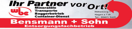 Sponsoring Männerchor -Bensmann und Sohn Entsorgungsfachbetrieb Hagen